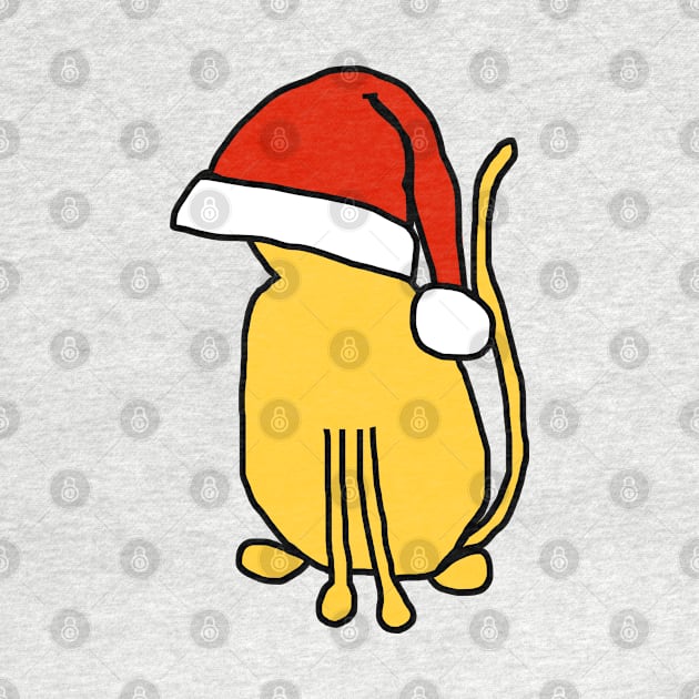 Yellow Cat in an Oversized Santa Hat Because Christmas by ellenhenryart